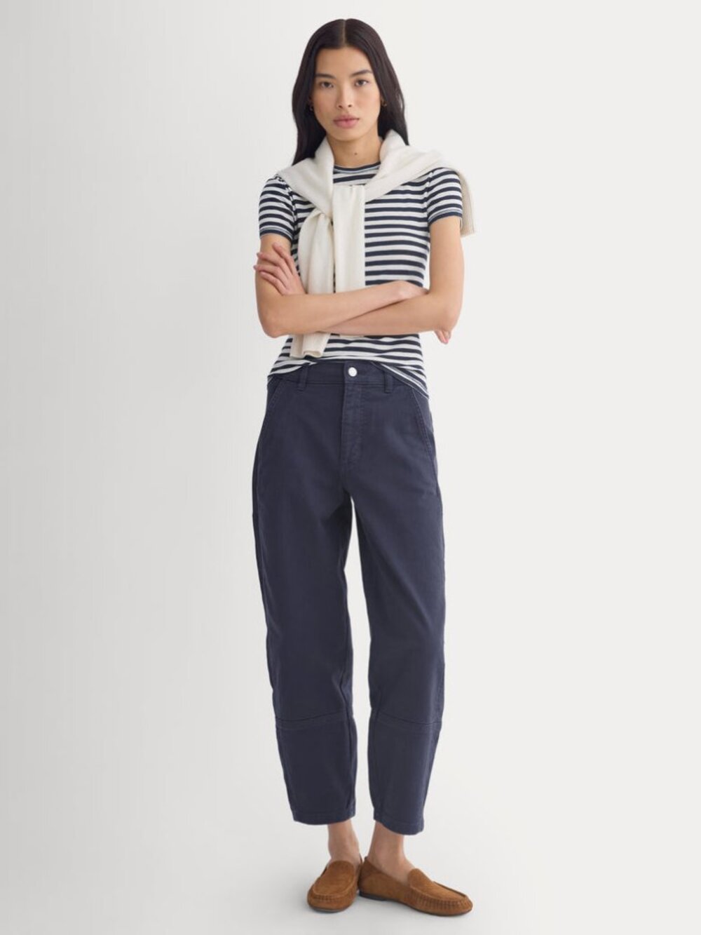 Everlane Utility Barrel Pant Navy 10 Tall Organic Cotton